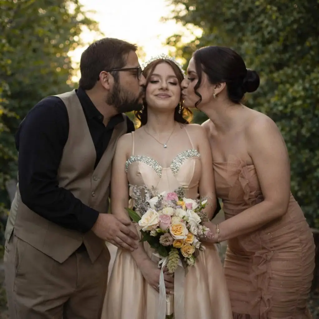 Carmin acompañada por su familia